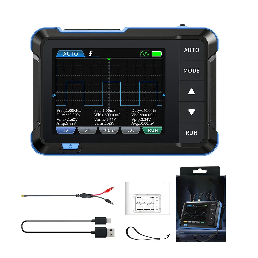 Signal Generator Digital Oscilloscope Portable USB Charging 1M Bandwidth 1Mhz 2-in-1 99x68.3x19.5mm For Beginner
Signal Generator Digital Oscilloscope Portable USB Charging 1M Bandwidth 1Mhz 2-in-1 99x68.3x19.5mm For Beginner