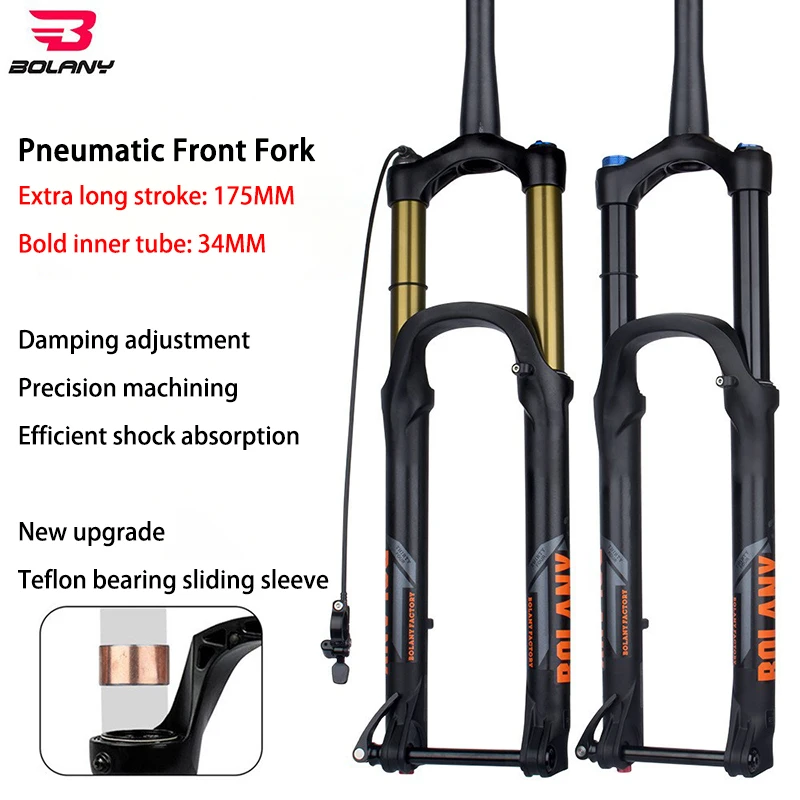 

BOLANY Bike Suspension Fork 175mm Travel MTB Fork XC DH AM Down Hill Thru Axle Boost Fork Bicycle Rebound Adjustment Suspension