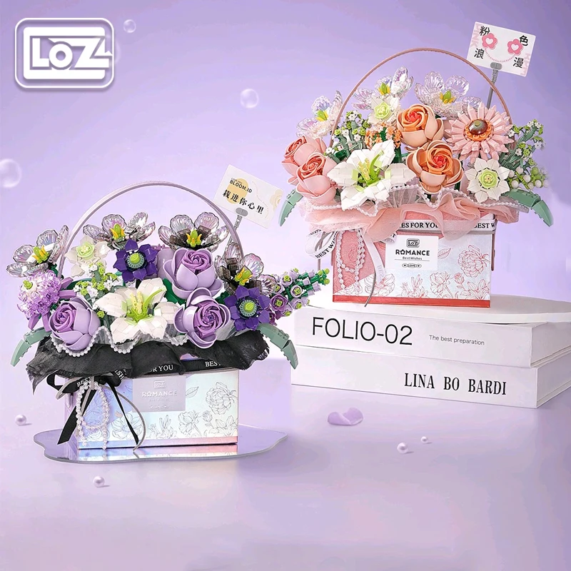 

Loz Portable Building Block Bouquet Gift Box for Girlfriend Rose for Girls Assembled Preserved Fresh Flower Teacher's Day Gift