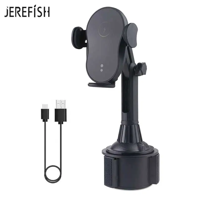 

Universal Car Qi 15W Wireless Fast Charger Cup Mobile Phone Holder Mount Automatic Infrared Smart Sensor Clamping Mount Stand