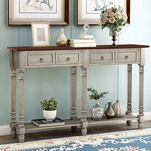 Table with Drawers, Long Shelf Sofa Table, Ideal for Living Room,Entryway/Hallway, 58\u201DL x 11\u201DW x 34\u201DH,Antique Gre
Table with Drawers, Long Shelf Sofa Table, Ideal for Living Room,Entryway/Hallway, 58\u201DL x 11\u201DW x 34\u201DH,Antique Gre