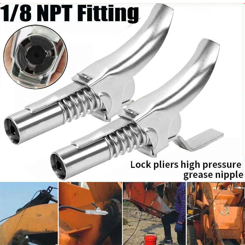 1-2pcs High Pressure 10000 PSI Grease Gun Coupler Coupling End Fitting 1/8” NPT Adapter Connector Lock on Tool Car Accessories
1-2pcs High Pressure 10000 PSI Grease Gun Coupler Coupling End Fitting 1/8” NPT Adapter Connector Lock on Tool Car Accessories