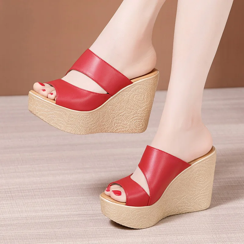 

11CM Summer Women's Slippers Women Shoes Fashion Platform High Heel Female Flipflop Shoes Comfortable Wedge Sandals Size 34-43