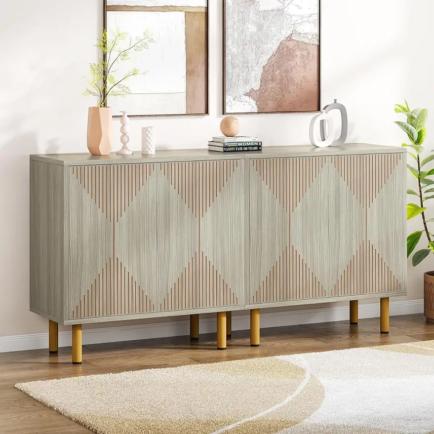 Tribesigns Modern Grey Storage Cabinet Set, Freestanding Floor Cabinet, Classic 59 inches Sideboard, Wood Buffet Cabinet with Do
Tribesigns Modern Grey Storage Cabinet Set, Freestanding Floor Cabinet, Classic 59 inches Sideboard, Wood Buffet Cabinet with Do
