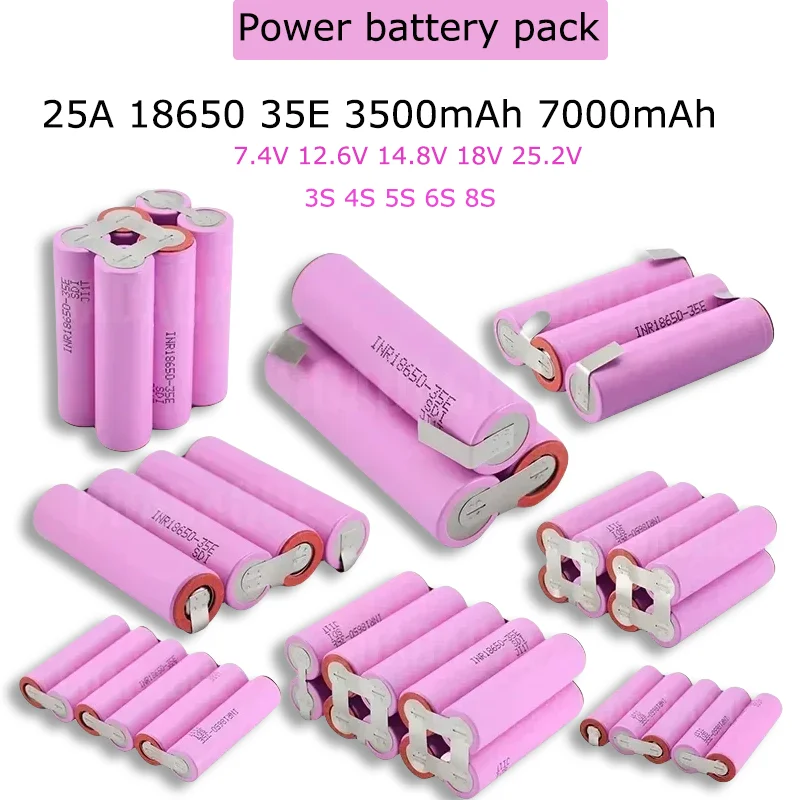 25A power supply 18650 35E 3500mAh 7000mAh 3S 4S 5S 6S 8S 7.4V 12.6V 14.8V 18V 25.2V 29.6V, used for screwdrivers and drills
25A power supply 18650 35E 3500mAh 7000mAh 3S 4S 5S 6S 8S 7.4V 12.6V 14.8V 18V 25.2V 29.6V, used for screwdrivers and drills