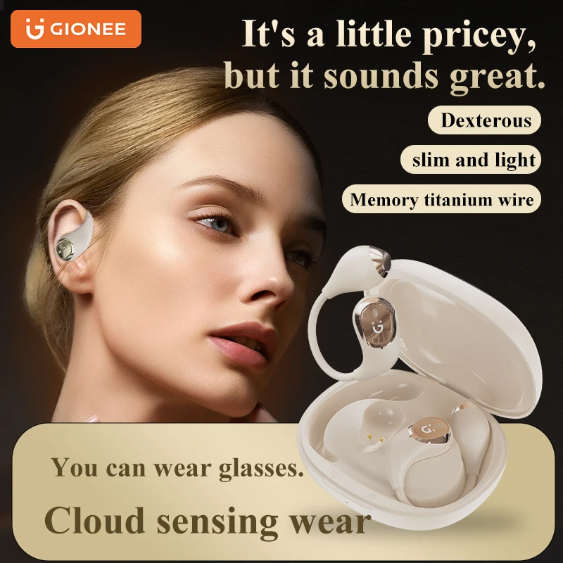 

GIONEE Wireless Headphones Ear clip Earphones Bluetooth 5.3 2MIc ENC HD Call Noise Reduction Earbuds Sports Earbuds