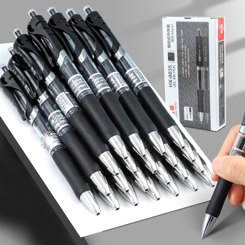 

No 10pcs 0.5mm Retractable Gel Pens Set Black Ink Ballpoint for Writing Refills Office Accessories School Supply Stationery