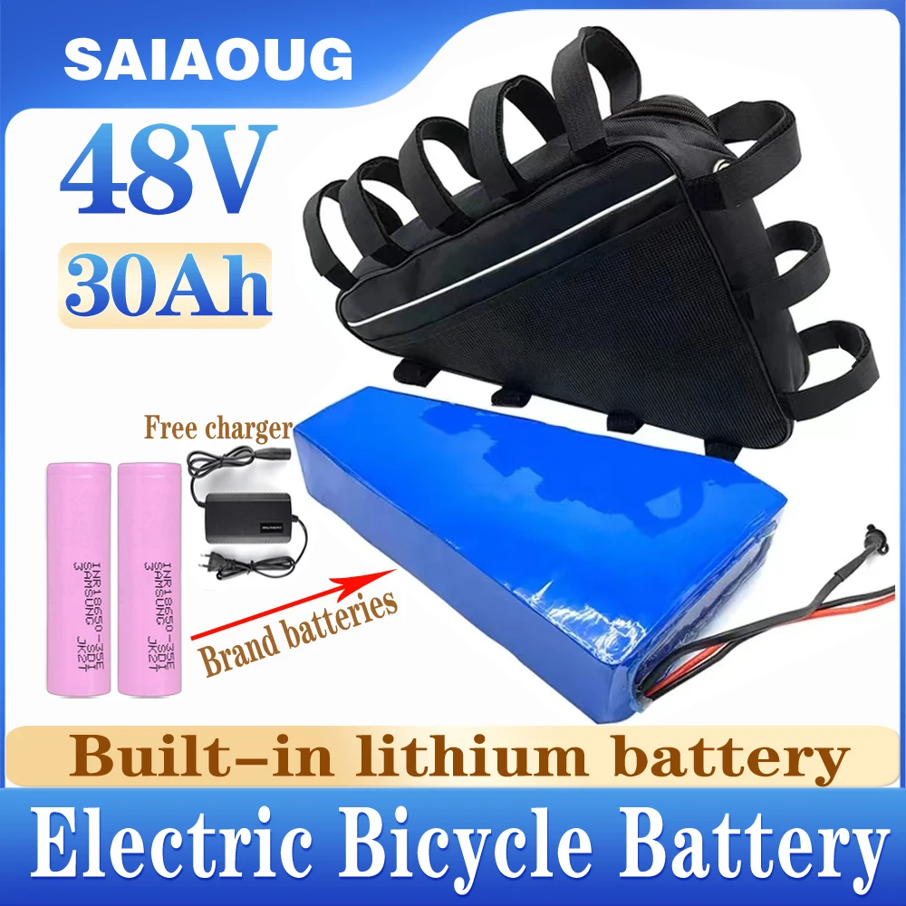 

48V eBike Battery Pack 20Ah52V 30Ah 36V 60V 40Ah 72V 50Ah Triangle With Waterproof Bag for 3000W 2500W 2000W 1000W 750W Motor