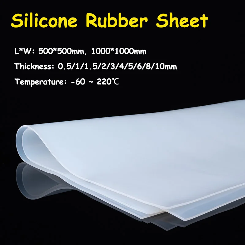 

1 шт. 500*500 мм лист силиконовой резины толщиной 0,5/1/1, 5/2/3/4/5/6/8/10 мм термостойкая пластина полупрозрачный пленочный коврик