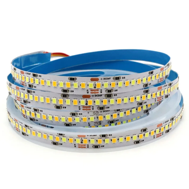 

12v 24v 5m 10m LED CCT Strip 240 leds/m 16.4ft 32.8ft Flexible Tape Warm White +White Three Color Temperature 3000k 4000k 6000k