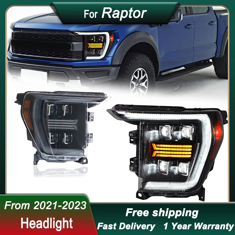

Car Headlights for Ford Raptor F-150 F150 21-23 full LED Headlight DRL Dynamic Signal Head Lamp Bi Xenon Beam Headlamp Accembly