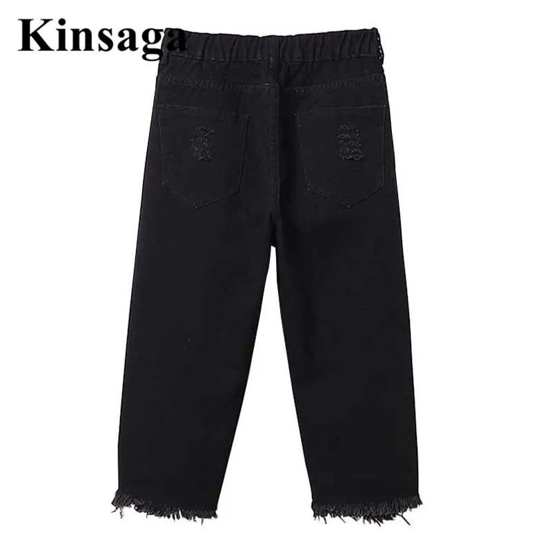 

Women Drawstring Waist Casual Stretchy Skinny Denim Breeches 4XL Summer Sexy Ripped Distressed 3/4 Crop Pants Capris Jeans Mom