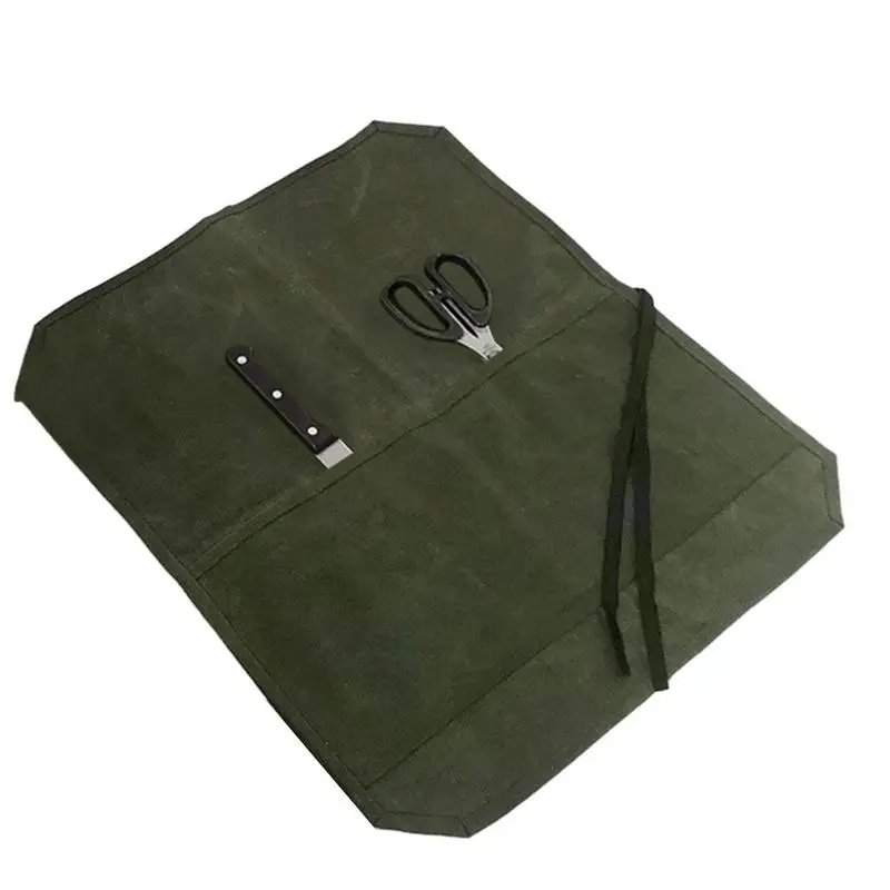 

Roll Up Knives Bag Waxed Canvas Cutlery Knives Holders Protectors 7 Slots Durable Canvas Chef Knife Storage Pockets