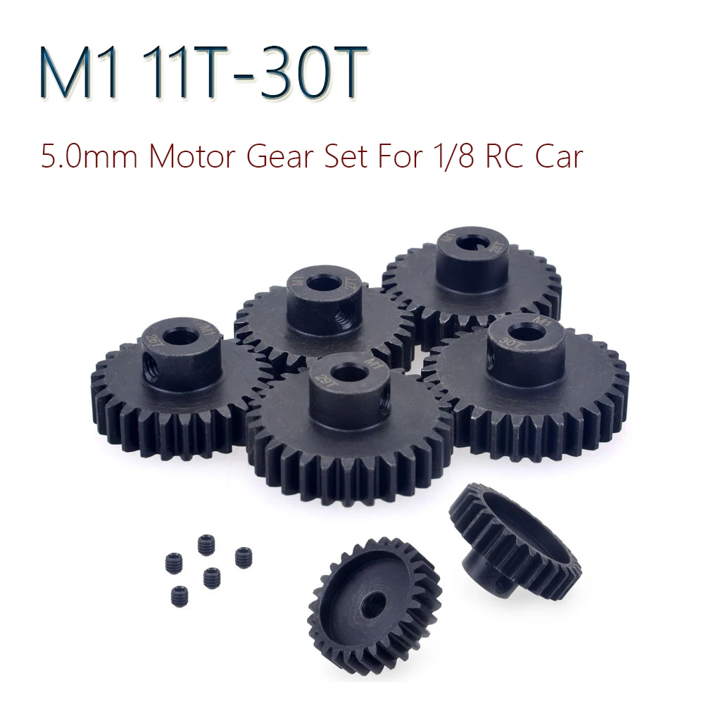 5Pcs M1 5mm 11T-30T Metal Pinion Motor Gear Combo Set for 1/8 RC Buggy Car Monster Truck Brushed Brushless Motor
5Pcs M1 5mm 11T-30T Metal Pinion Motor Gear Combo Set for 1/8 RC Buggy Car Monster Truck Brushed Brushless Motor