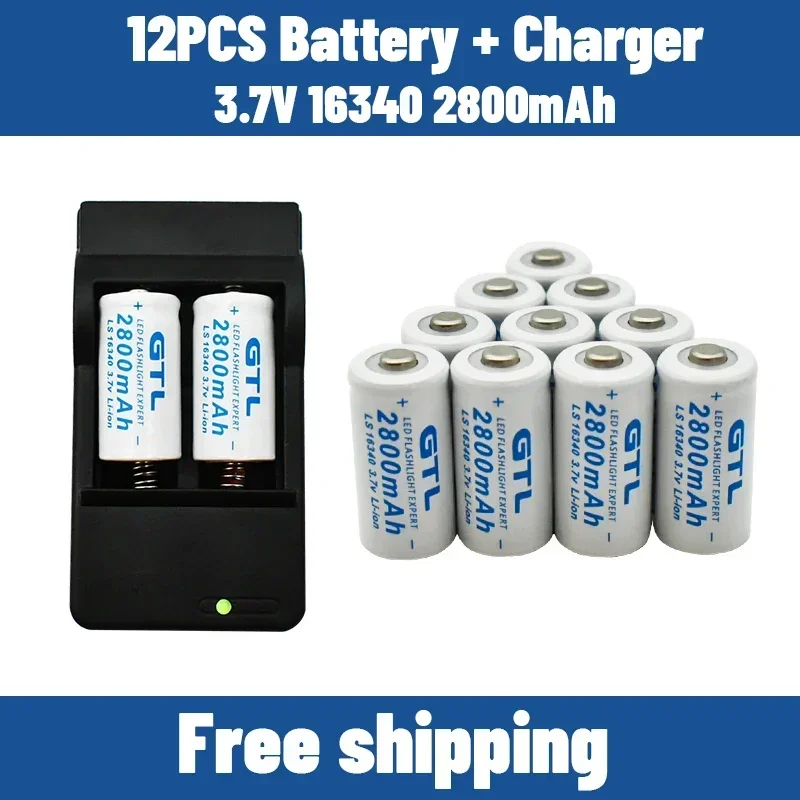 New 3.7V 2800mAh Lithium Li-ion 16340 Battery CR123A Rechargeable Batteries 3.7V CR123 for Laser Pen LED Flashlight Cell+Charger
New 3.7V 2800mAh Lithium Li-ion 16340 Battery CR123A Rechargeable Batteries 3.7V CR123 for Laser Pen LED Flashlight Cell+Charger