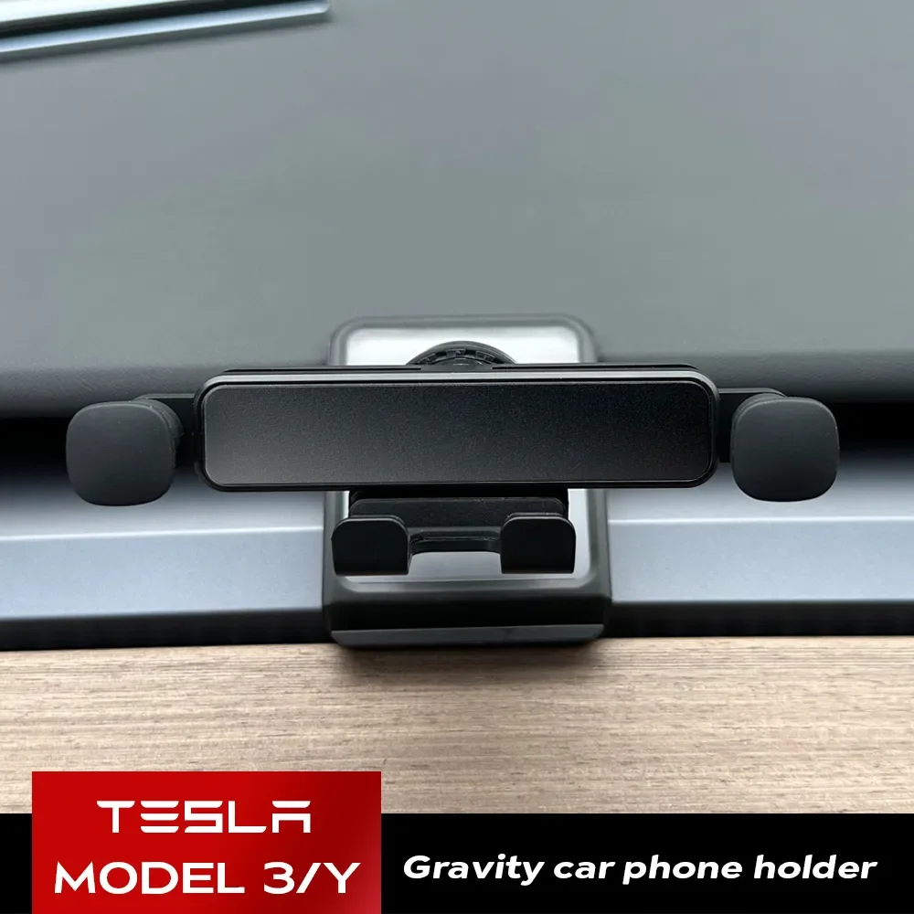 

For Tesla Model Y 3 Car Cell Phone Holder Noiseless Gravity Support Mount Bracket Vent Clip Air Outlet Snap-in Stand Soft Base