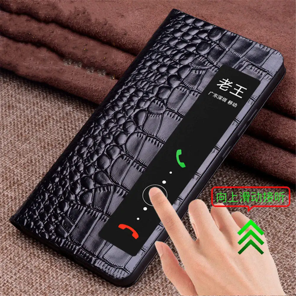 

Genuine Cowhide Leather Crocodile Case for Huawei Pura 70 Ultra/Pura 70 Pro/Pura 70 Magnetic Window View Cover