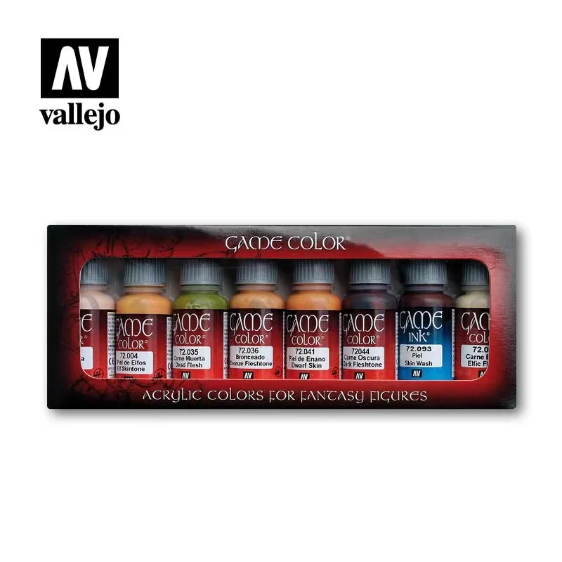 

Acrylicos Vallejo Paint 72295 Warhammer AV Game Color Character Skin color 8 Color set box is a simple packaging