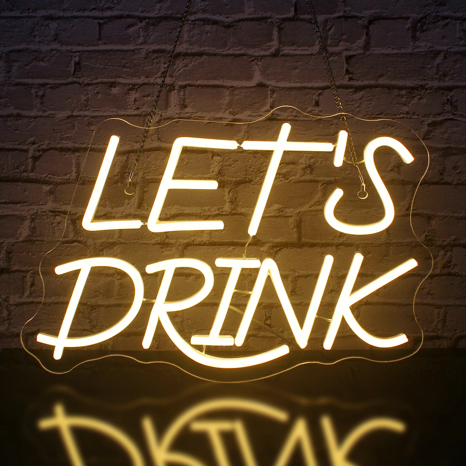 

Let's Drink Neon Light Wall Decor Bar Neon Light Warm White LED Sign USB Powered Living Room Decor, Suitable for Adult Boys