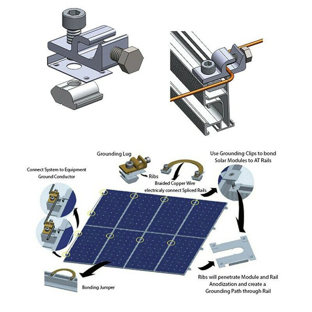 Clamps Solar Panel Mounting Bracket Accessories Aluminum Grounding Lug Solar Mounting System Solar Panel Fasteners
Clamps Solar Panel Mounting Bracket Accessories Aluminum Grounding Lug Solar Mounting System Solar Panel Fasteners