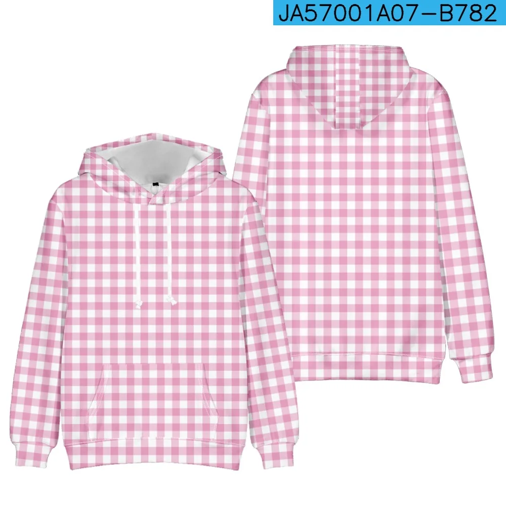 

New Hot Pink Barbiee Plaid Stripe Hoodie I Am Kenough for Women Men Barbenheimer Pullover Funny Movice Clothes Kpop Streetwear