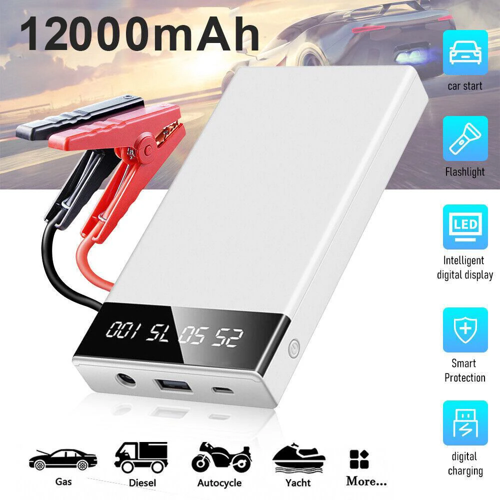 

Jump Starter 600A Car Battery Charger for Auto Power Bank Booster 12V Starting Device Petrol Car Jump Starter With Led