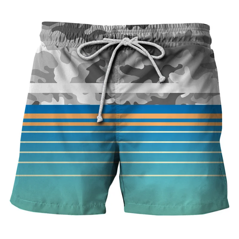 

Fashion Horizontal Vertical Stripes 3d Print Beach Shorts Men Summer Street Short Pants Surf Board Shorts Loose Swim Trunks