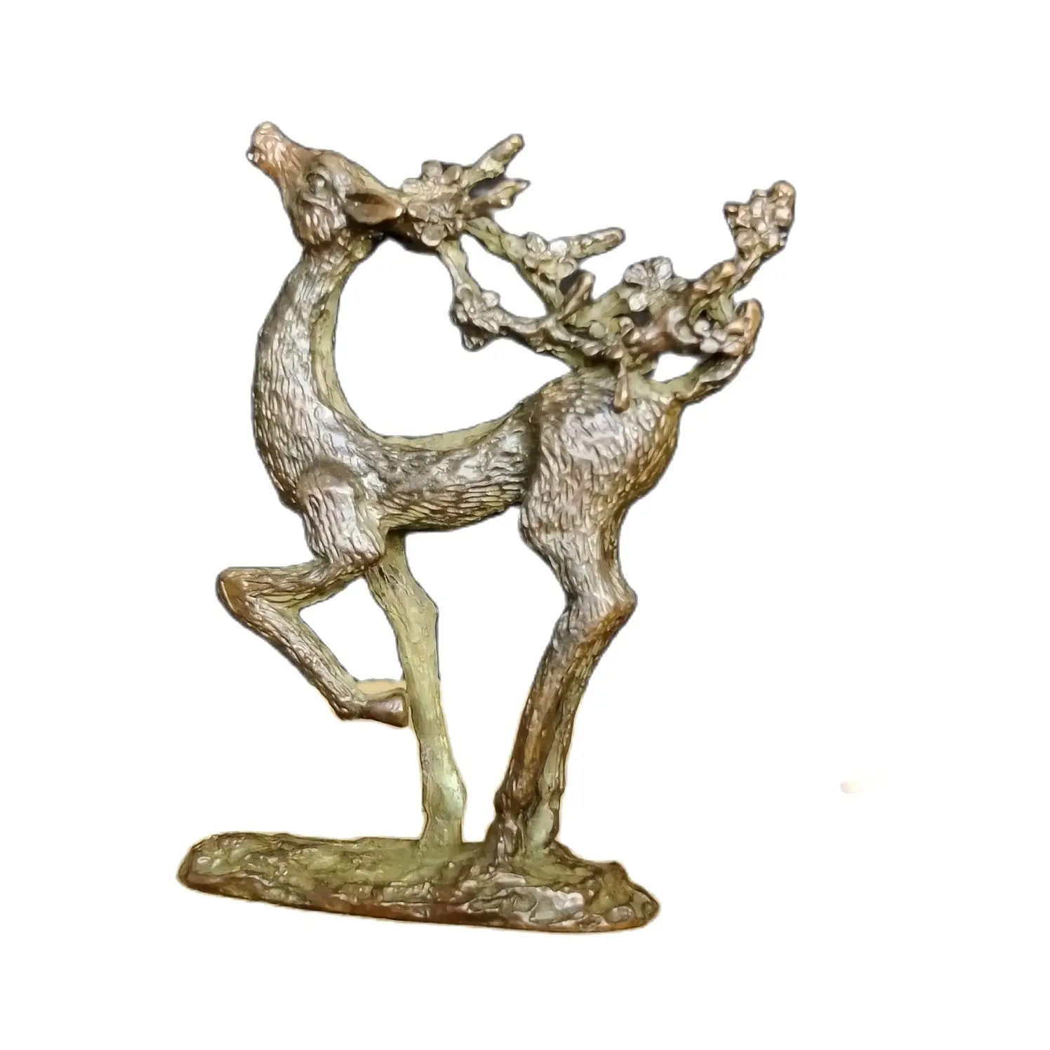 

Metal Simulation Sika Deer Reindeer Statue Decoration Fairy Tale Garden Props Animal Statue Garden Decoration Bronze Crafts