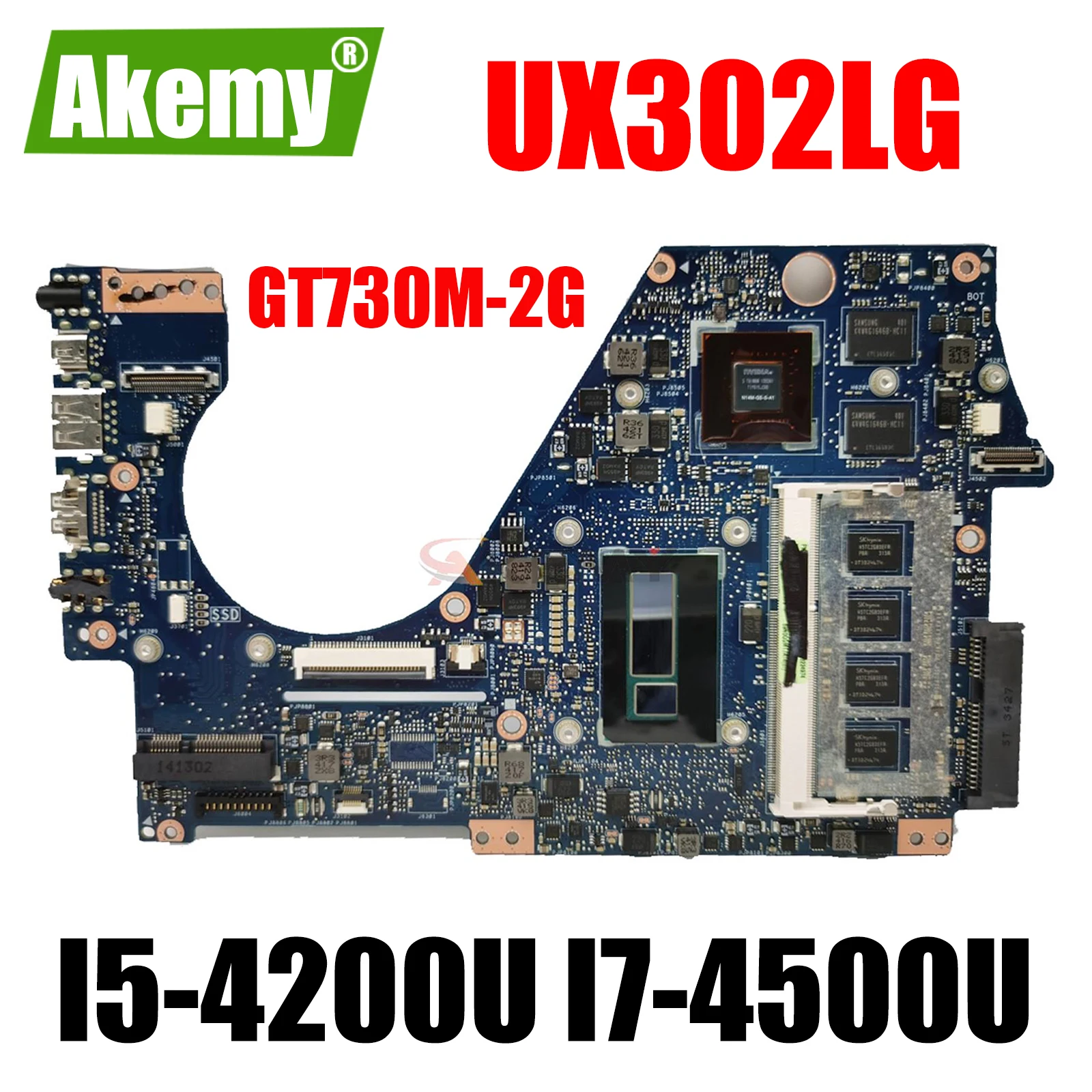 

UX302L Laptop Motherboard For ASUS UX302LG UX302LN UX302LA Mainboard 4GB-RAM I5-4200U I7-4500U GT730M-2G UMA 100% Test OK