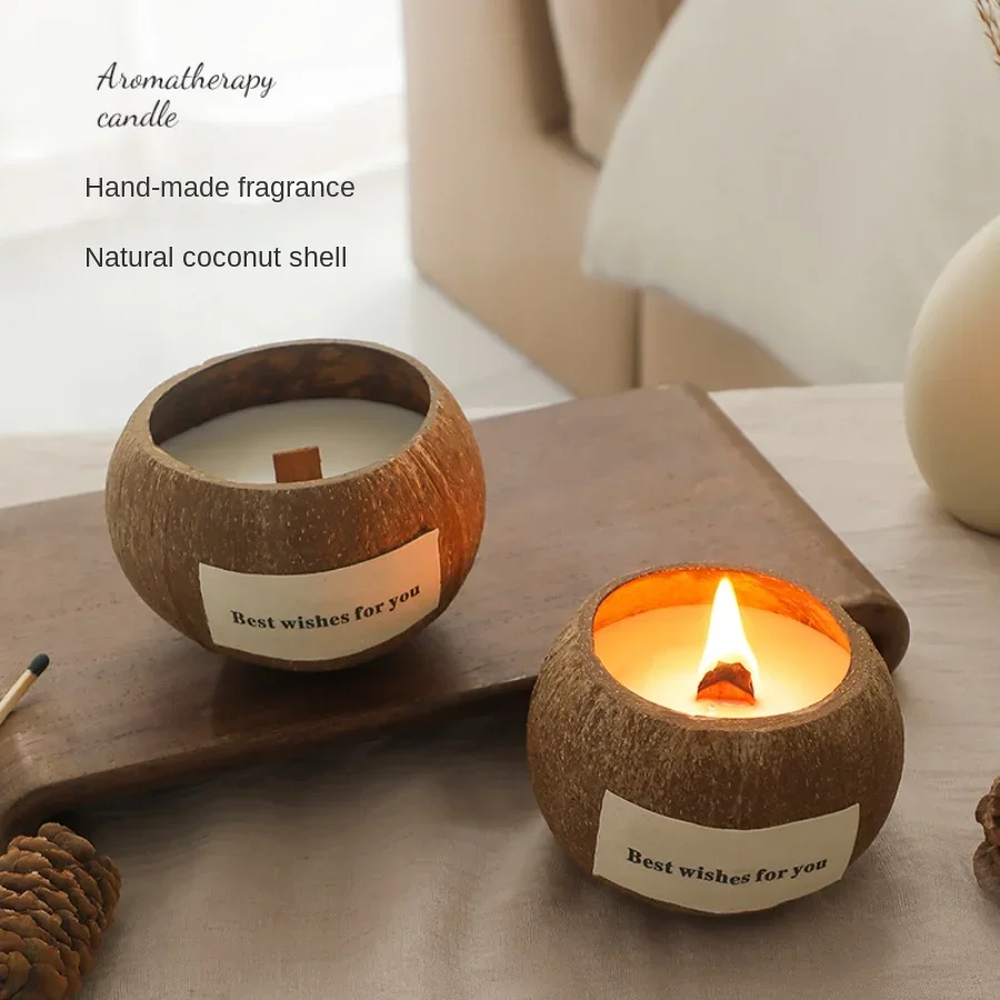 

1 шт. ароматические свечи из натуральной кокосовой скорлупы, ароматические свечи из сои, настольные украшения, домашние декоративные свечи