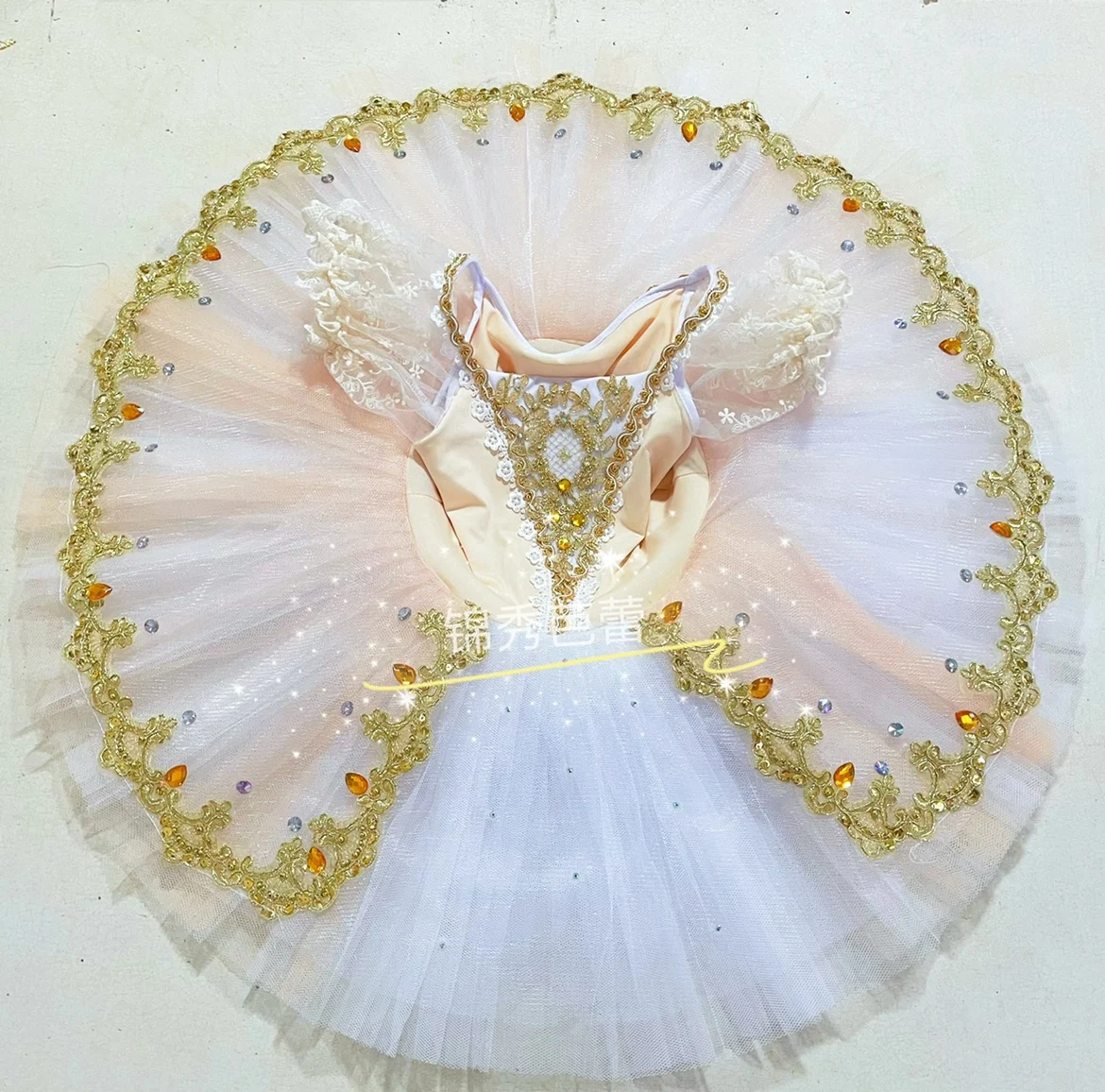 

Champagne Girl Costumes Costume Child Swan Pancake Tutu Ballerinas Wear Balett Dress For Child Professional Ballet Tutu