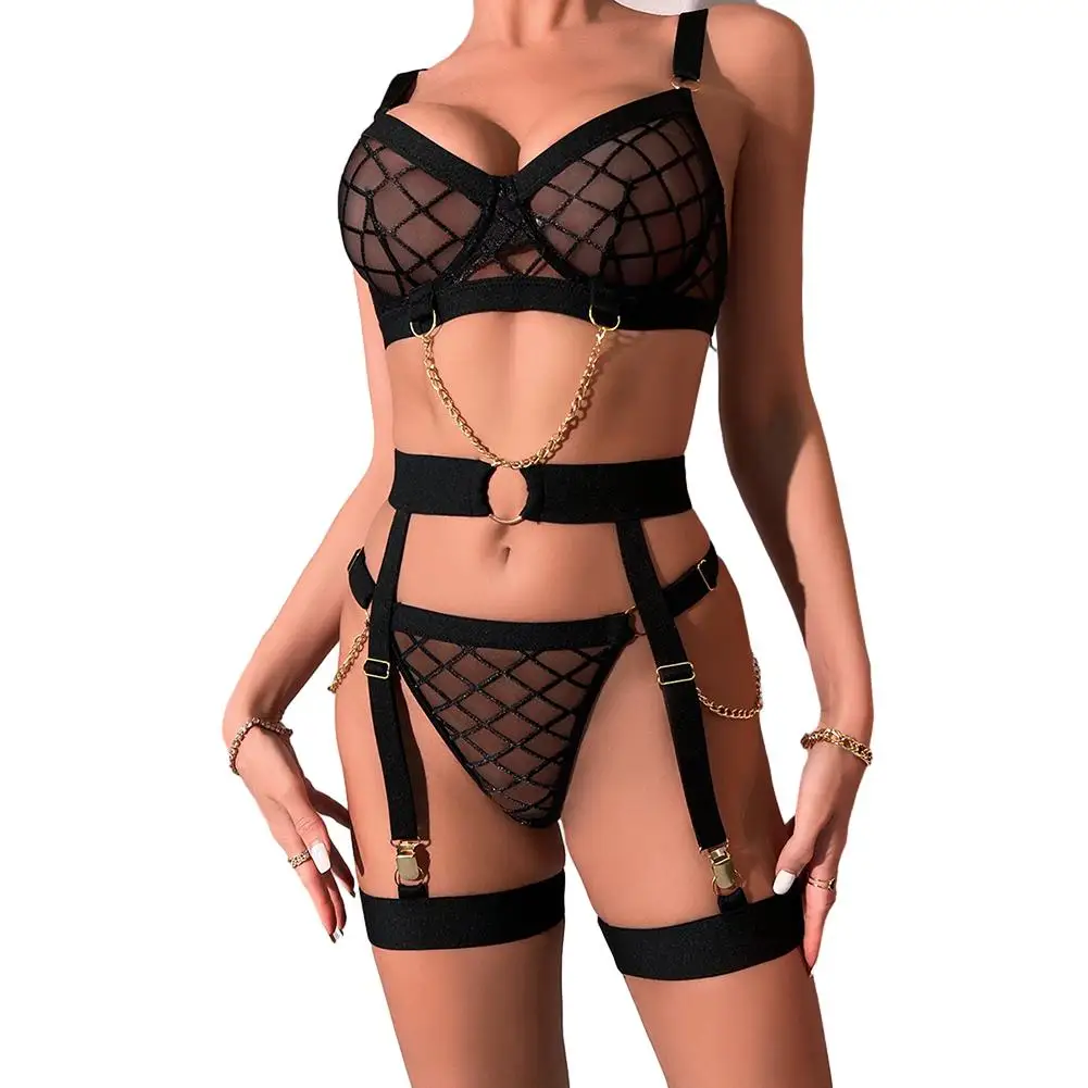 Sexy Women Underwear Plaid Mesh Transparent Lingerie With Panties Brief Set Diamond Lace Bra Garter Belt Temptation Erotic Wear
Sexy Women Underwear Plaid Mesh Transparent Lingerie With Panties Brief Set Diamond Lace Bra Garter Belt Temptation Erotic Wear