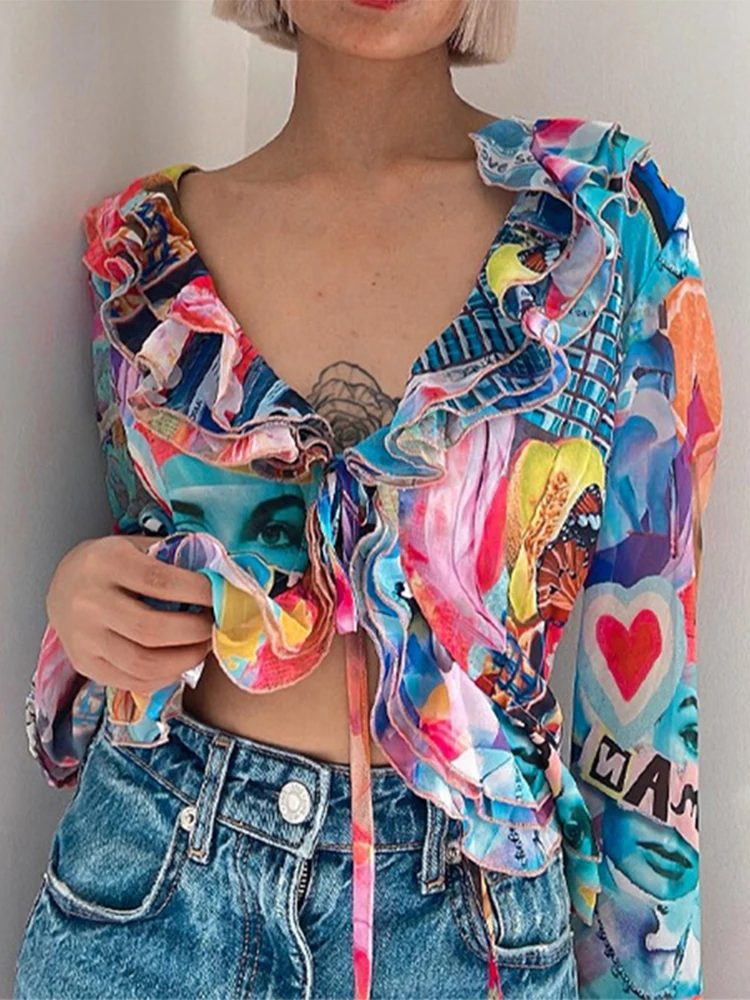 SEASONS Ruffles Graphic Print Long Sleeves Cartoon Hollow Out Bandage Crop Top Oversized Sexy Summer Streetwear Party ASTS85368
SEASONS Ruffles Graphic Print Long Sleeves Cartoon Hollow Out Bandage Crop Top Oversized Sexy Summer Streetwear Party ASTS85368