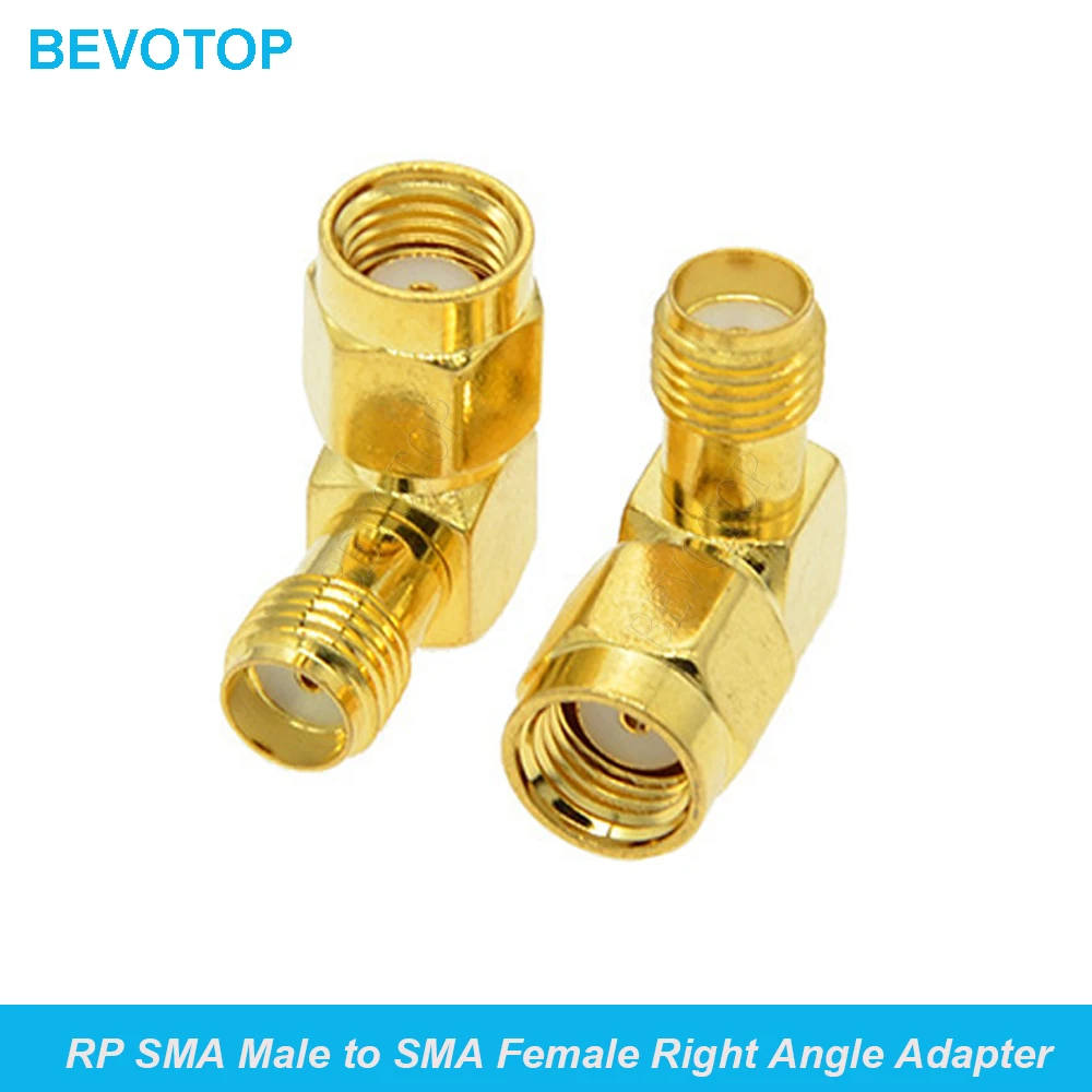 

100PCS/Lot RP SMA Male to SMA Female Right Angle Adapter for WiFi Antenna SMA RF Coaxial Connector 50 Ohm Wholesales BEVOTOP
