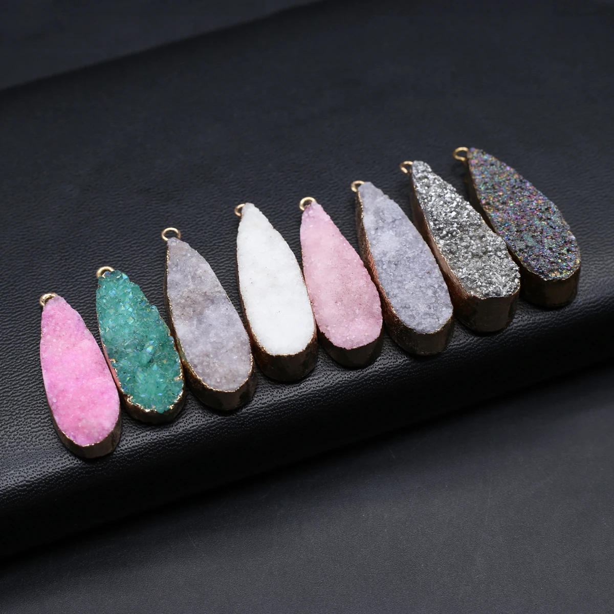 

6PCS Natural Semiprecious Crystal Cluster Irregular Droplet Shape Pendant Jewelry Making DIY Necklace Earrings Accessories Gift