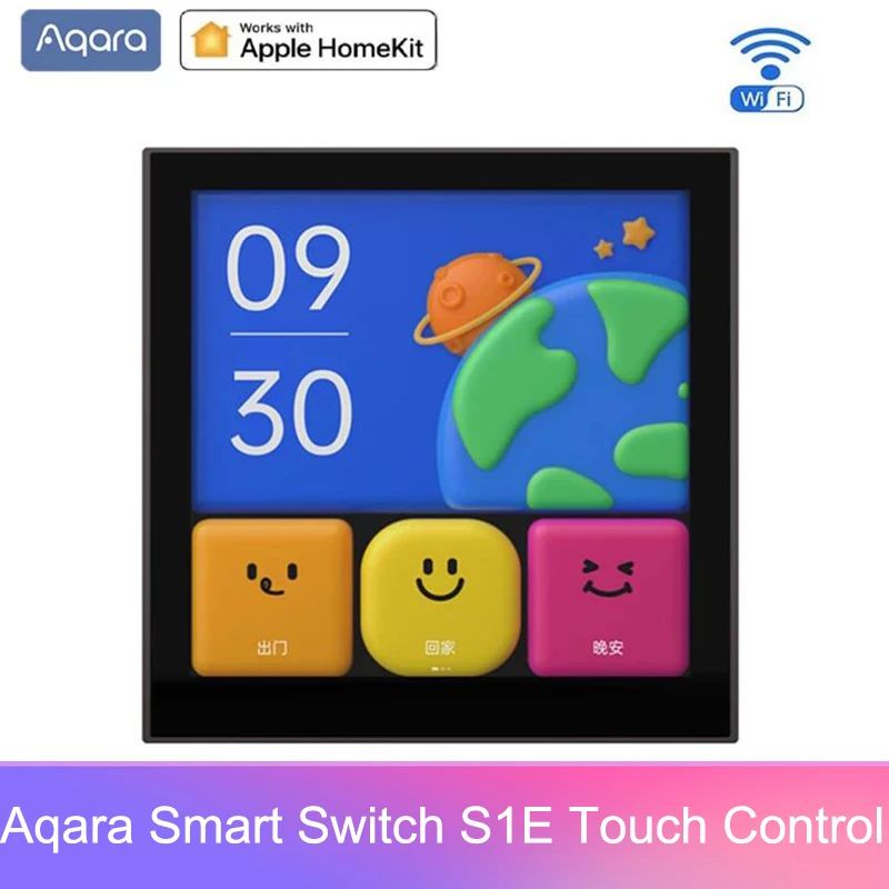 

Aqara Scene Panel S1E Smart Switch Touch Control 4" Full LED WIFI Timer Calendar Power Statistics APP by Homekit Aqara Home