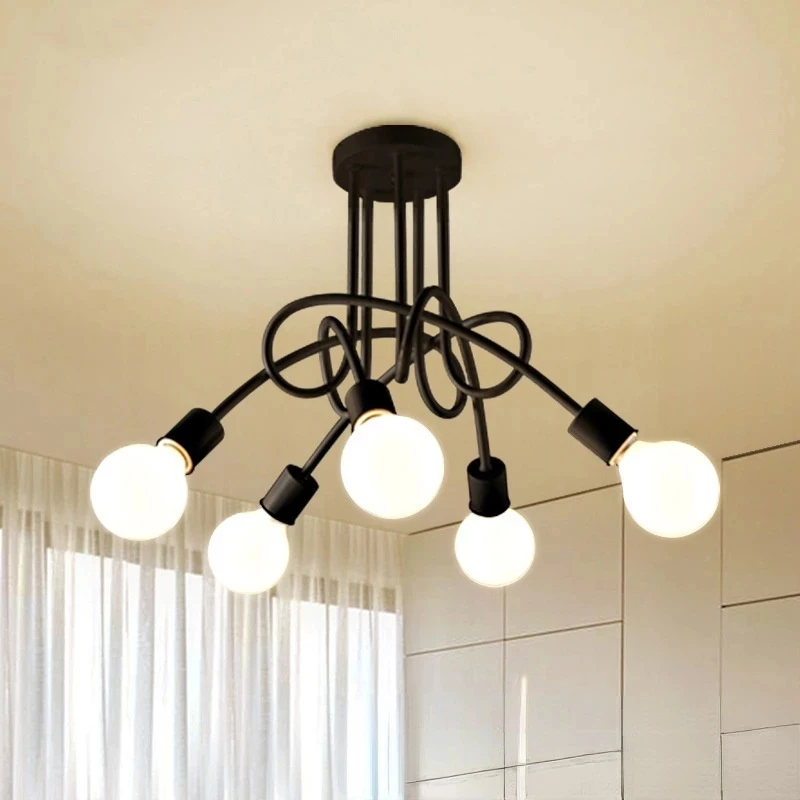 

Американская Ретро потолочная искусственная железная люстра, дешевая лампа для спальни, домашнее освещение для гостиной, украшение