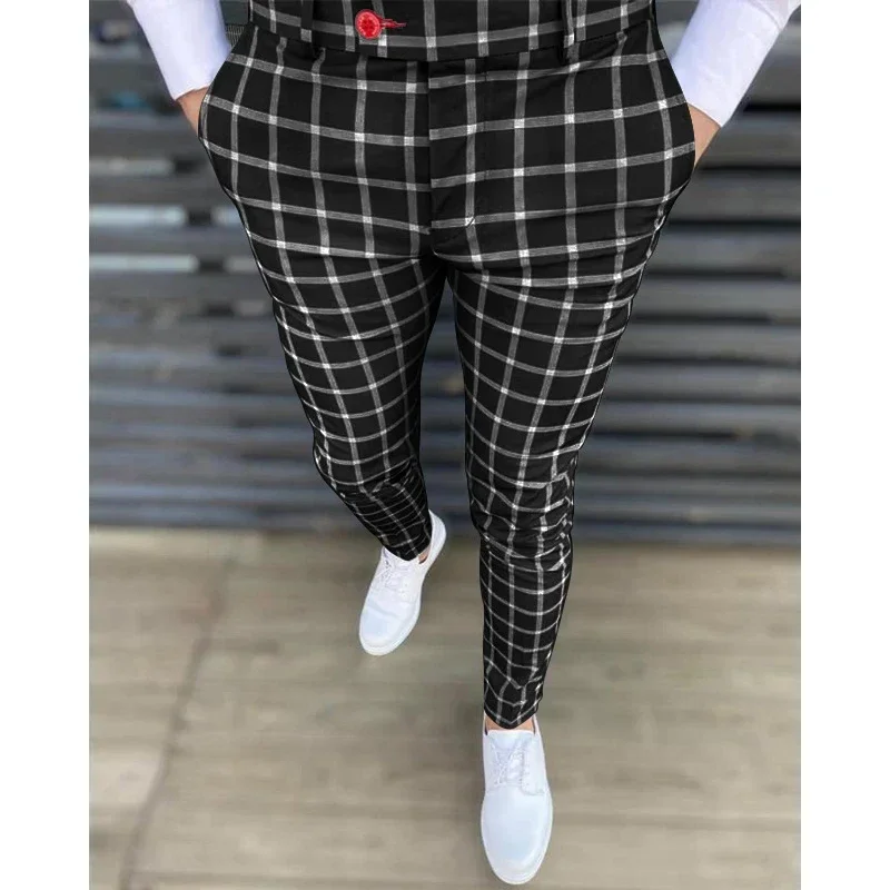 Newest Fashion Plaid Pants For Men Business Casual Mens Trousers Printed White Pants Mid Waist Button Clothes Trousers Man
Newest Fashion Plaid Pants For Men Business Casual Mens Trousers Printed White Pants Mid Waist Button Clothes Trousers Man