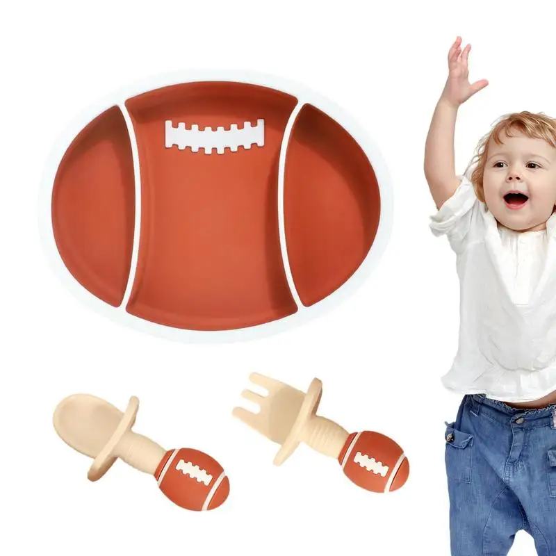 Toddler Silicone Suction Plate Toddler Feeding Plate Divided In Rugby Ball Shape Training Feeding Divided Grip Dish Non-slip
Toddler Silicone Suction Plate Toddler Feeding Plate Divided In Rugby Ball Shape Training Feeding Divided Grip Dish Non-slip