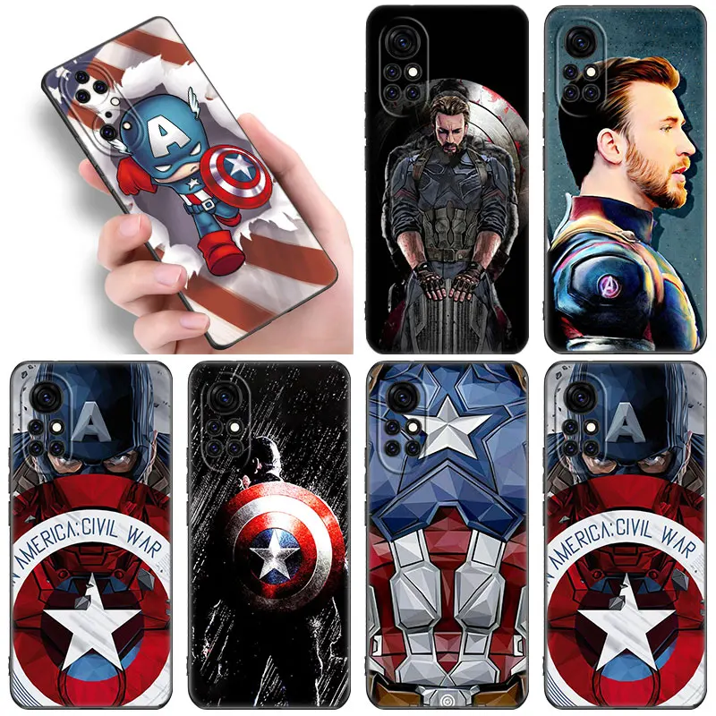 Мягкий чехол с комиксами Marvel Captain America для Huawei NOVA 9 9SE 8 8i 7SE Y60 5T Mate 40 20 10 Honor 50 Lite 30S 30 Pro