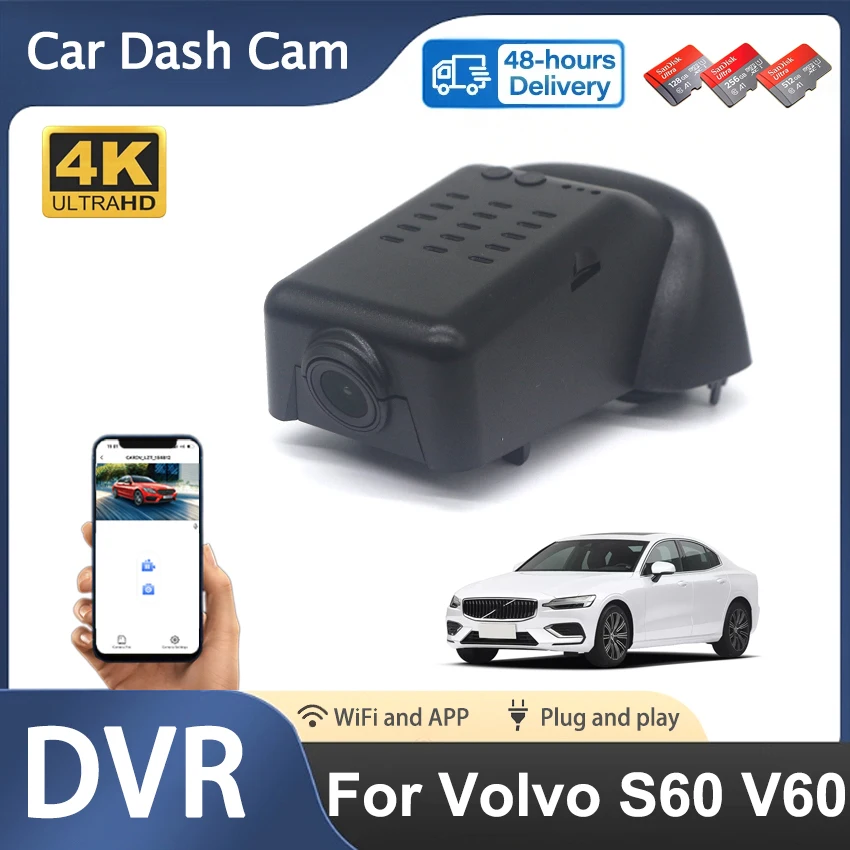 

New!4K UHD 2160p Car DVR Wifi Camera Plug and play Dash Cam Video Recorder Original For Volvo S60 V60 2023 2024 Wireless DashCam