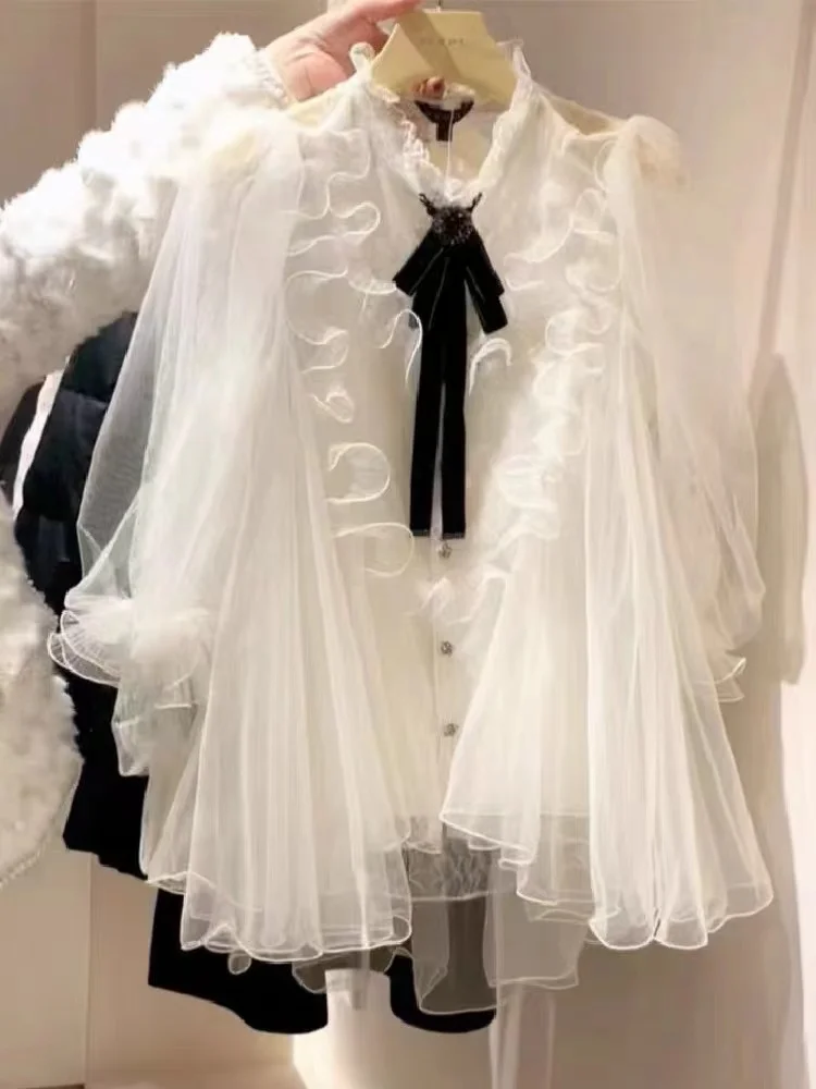 High-Grade Fashion Women's White Bottoming Shirt 2023 Spring and Autumn Korean Style Gentle Puff Sleeve Lace Tops for Woman
High-Grade Fashion Women's White Bottoming Shirt 2023 Spring and Autumn Korean Style Gentle Puff Sleeve Lace Tops for Woman