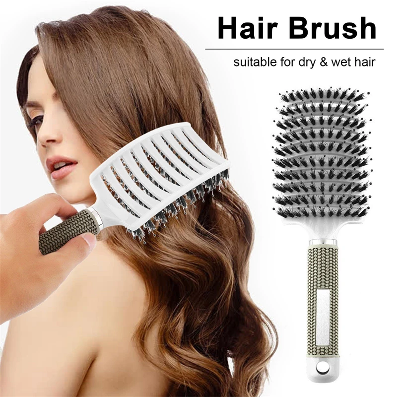 

Scalp Massage Hair Combs Nylon Bristle Hairbrush for Women Wet Dry Curly Detangle Hair Brush Salon Hairdressing Styling Tools