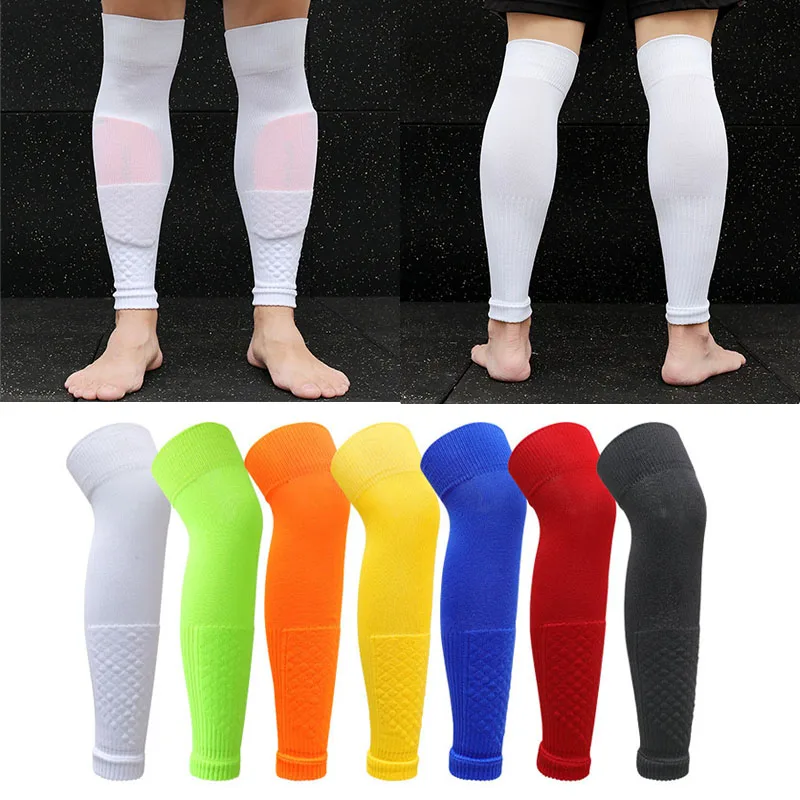 

Adult Leg Warmers Elastic Soccer Shin Guard Calf Socks Over Knee Men Sports Compression Protection Long Sleeve Training Socks