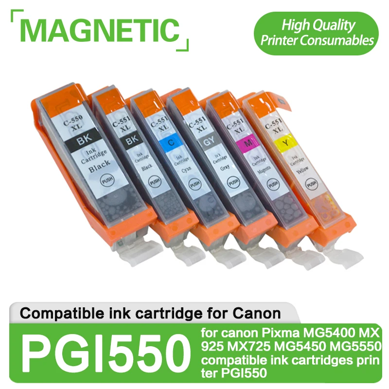 6 шт., картриджи для принтера canon Pixma MG5400 MX925 MX725 MG5450 MG5550
6 шт., картриджи для принтера canon Pixma MG5400 MX925 MX725 MG5450 MG5550