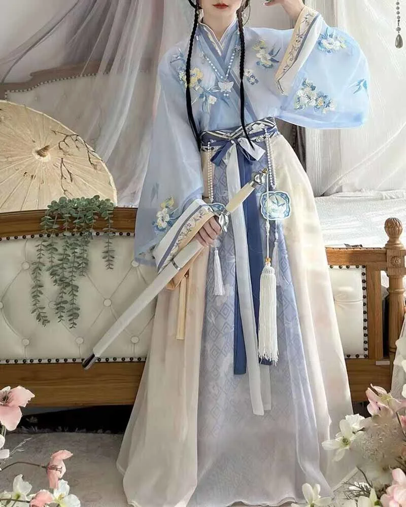 Женское платье Hanfu в старинном стиле, женская летняя синяя и белая одежда для ролевых игр
Женское платье Hanfu в старинном стиле, женская летняя синяя и белая одежда для ролевых игр