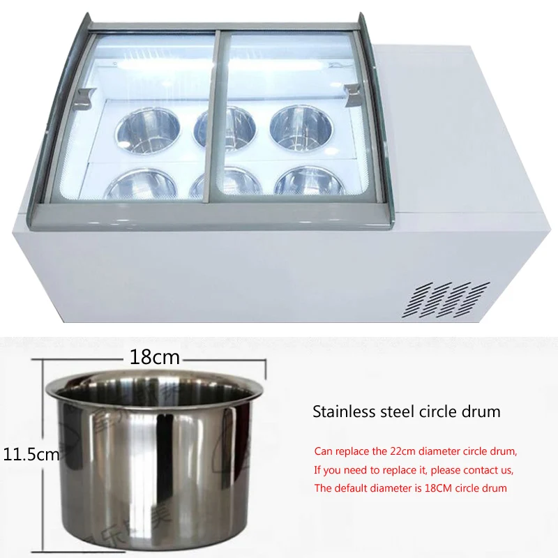 Commercial Ice Cream Display Cabinet Stainless Steel Popsicle Display Freezers 6 Round Barrels Or 6 Square Barrels Freezer
Commercial Ice Cream Display Cabinet Stainless Steel Popsicle Display Freezers 6 Round Barrels Or 6 Square Barrels Freezer