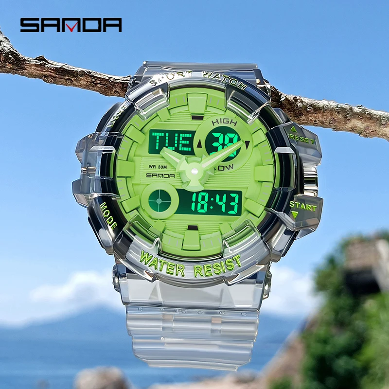 SANDA Sport Watch Men Waterproof Top Brand Digital Watches Transparent Band Dual Display Quartz Wristwatch Reloj De Hombre
SANDA Sport Watch Men Waterproof Top Brand Digital Watches Transparent Band Dual Display Quartz Wristwatch Reloj De Hombre