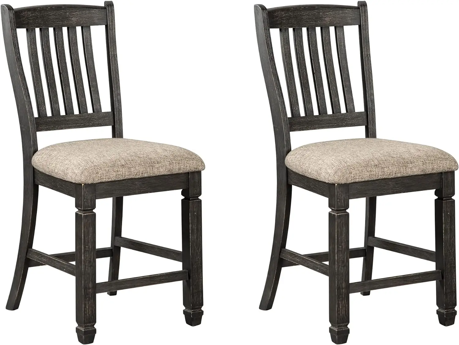 

Signature Design by Ashley Tyler Creek Farmhouse 24.38" Counter Height Upholstered Barstool, Set of 2, Almost Black