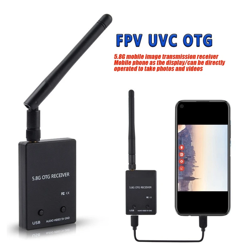 

UVC OTG 5.8G 150CH Audio FPV Receiver Full Channel For Android Phone Tablet Transmitter RC Drone Parts
